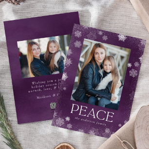De Festividades Fosco Peace Purple Watercolor Cartão com fotos