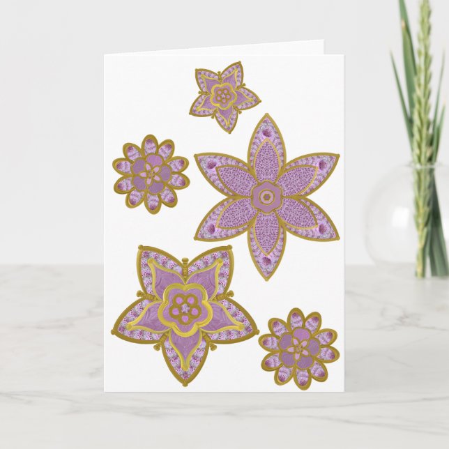 De Festividades Foxglove e Cartão Botânico Dourado (Frente)