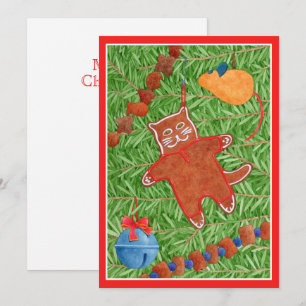 De Festividades Gatinho GINGERBREAD "Feliz Natal" 5x7 Cartão / Ver