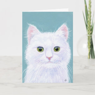 De Festividades Gato branco bonito, em qualquer ocasião ou cartão