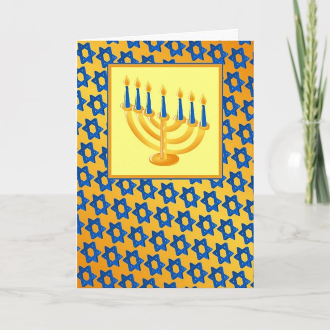 De Festividades Hanukkah Menorah e Estrela do Cartão David (Frente)