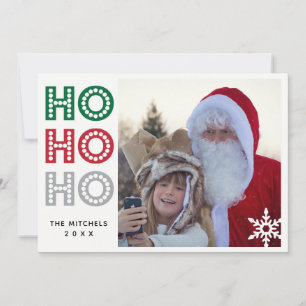 De Festividades Ho Ho Ho cartão com fotos verde da xadrez do