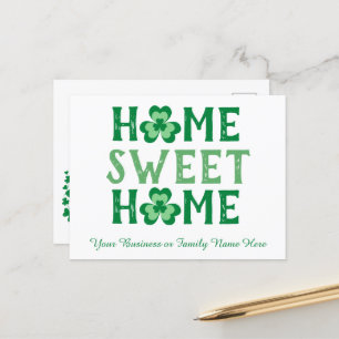 De Festividades Home Sweet Home Irish Shamrock Cartão postal