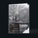 De Festividades Inverno no cartão da ponte da estufa<br><div class="desc">Projetado usando uma imagem por Steve Hughes. Ponte no canal de Basingstoke,  St Johns da estufa,  Woking,  Surrey.</div>