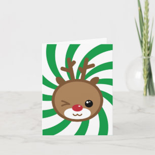 De Festividades Kawaii Reindeer - Cartão Saudável