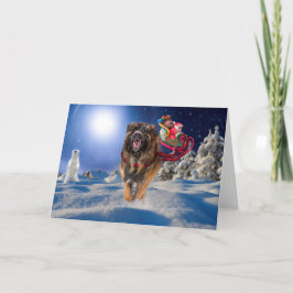 De Festividades Leonberger salvar o papai noel! Cartão dobrado do