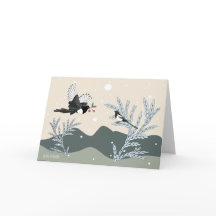 Magpies & bagas. Cartão do feriado do Magpie