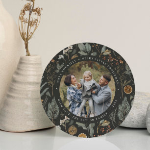 De Festividades Moody Botanical Round Holiday Cartão com fotos