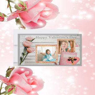 De Festividades Namorados, rosas cor-de-rosa, cartão com fotos do