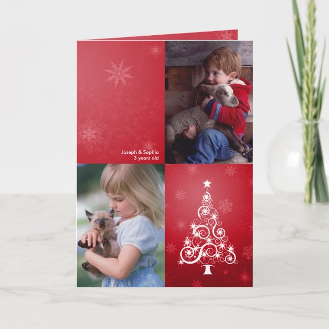 De Festividades Natal brilhante cartão com fotos dobrado (Frente)
