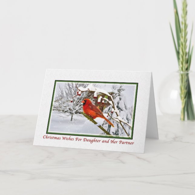 De Festividades Natal, filha e sócio, cartão cardinal (Frente)