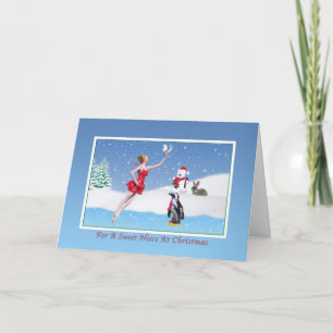De Festividades Natal, Niece, Ballerina, Inverno, Neve, Cartão