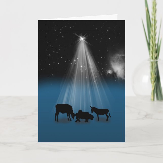 De Festividades Natal, religioso, natividade, estrelas, cartão (Frente)