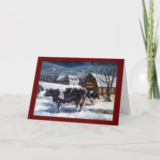DE FESTIVIDADES NATAL: VACAS: NEVE: ARTE: CARTÃO