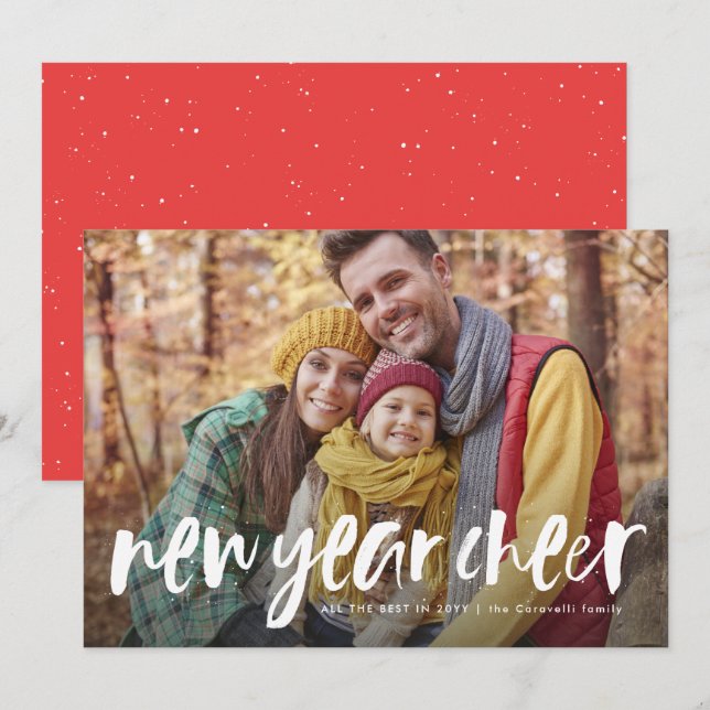 De Festividades Novo ano alegre cartão com fotos moderno (Frente/Verso)