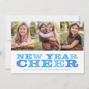 De Festividades Novo ano Cheque três foto azul retro cartão