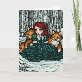 De Festividades O inverno lunático Foxes o cartão da arte da
