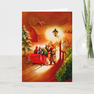 De Festividades O passeio do trenó - cartão do natal vintage