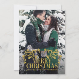 De Festividades Ornamentado Elegante Dourado Cartão com fotos Feli