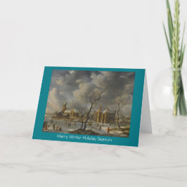 De Festividades Paisagem do inverno com os patinadores no cartão