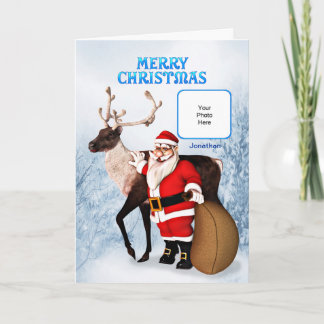 De Festividades Papai noel Cartão com fotos com um nome