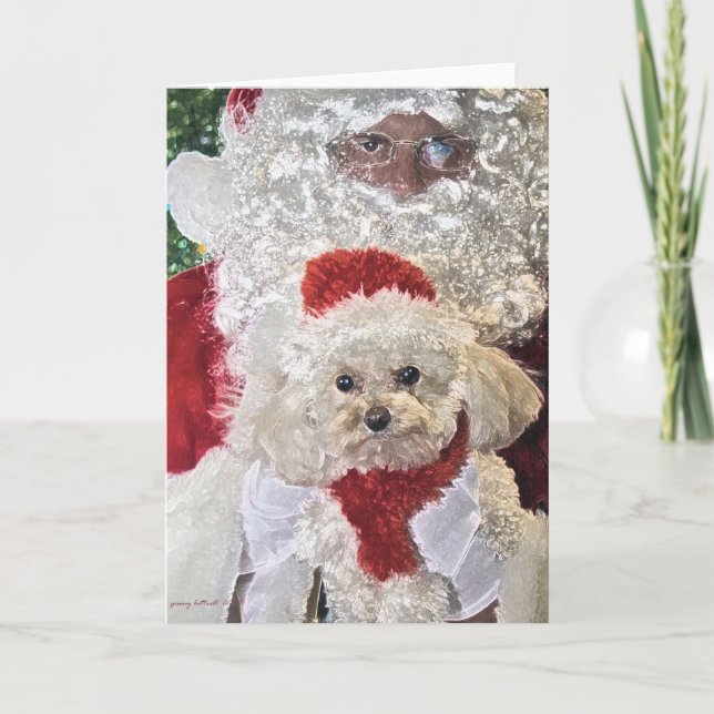 De Festividades Papai noel & cartão da caniche (Frente)