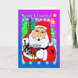 De Festividades Papai noel com o cartão dos presentes das artes