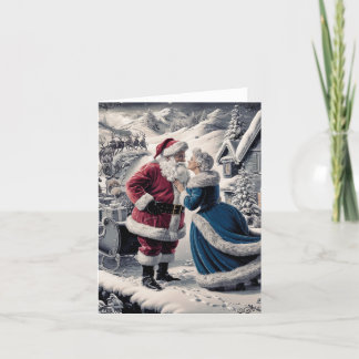 De Festividades Papai Noel se despedindo da Sra. Claus - Cartão em