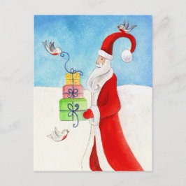De Festividades Papais noeis com aves no cartão postal Snow color