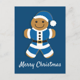 De Festividades Papais noeis Gingercake Man Blue | Cartão postal