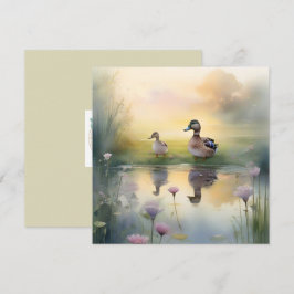 De Festividades Pato Reflexo Aquarela Fofa Cartão em Branco 