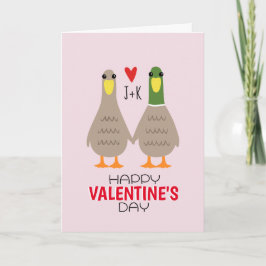 De Festividades Patos do Amor com Iniciais Personalizadas Cartão d