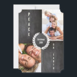 De Festividades Paz na Feliz da Terra e Cartão com fotos da Famíli<br><div class="desc">Duas de suas fotos na Frente da Paz na Terra e no Ano depois na Feliz traseira e no Enfeites de natal Brilhante Três e Personalizado com o Cartões de foto de Natal de Seus Nomes</div>