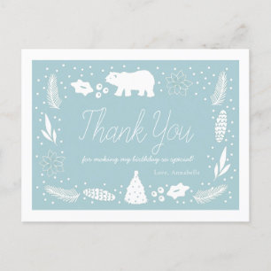 De Festividades Polar Bear Blue Aniversário Obrigado Cartão Postal