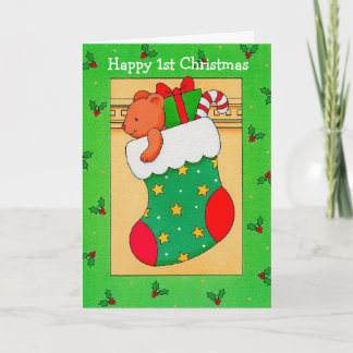 De Festividades Primeiro Natal feliz - cartão