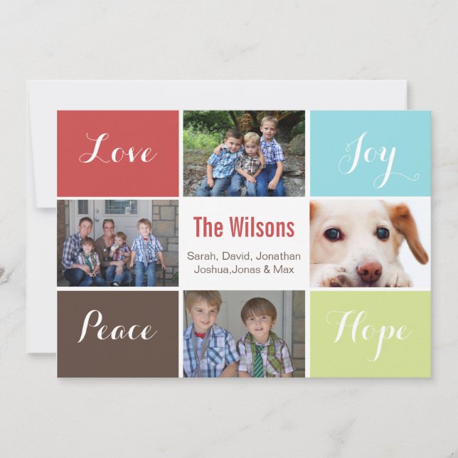 De Festividades quatro fotos colagem Mod Holiday Cartão plano (Frente)