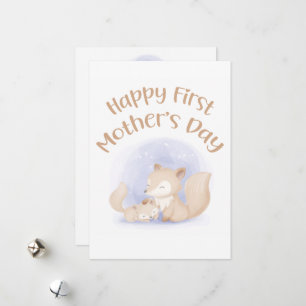 De Festividades Raposa-mãe e rapé-bebê - primeira-mãe feliz cartão