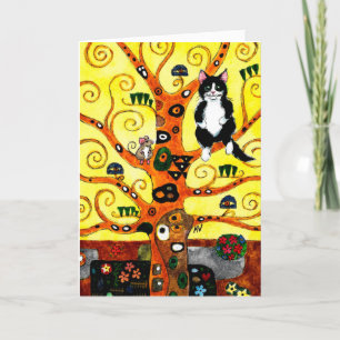 De Festividades Rato Gato Gato Gato Gato Gelado Cartão Klimt Tree 