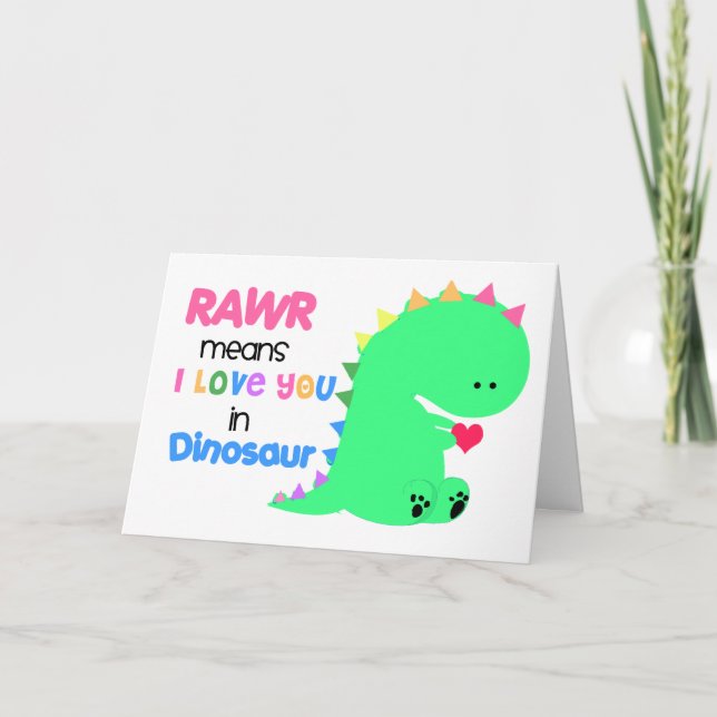 De Festividades RAWR quer dizer que te amo no Cartão do Dinossauro (Frente)