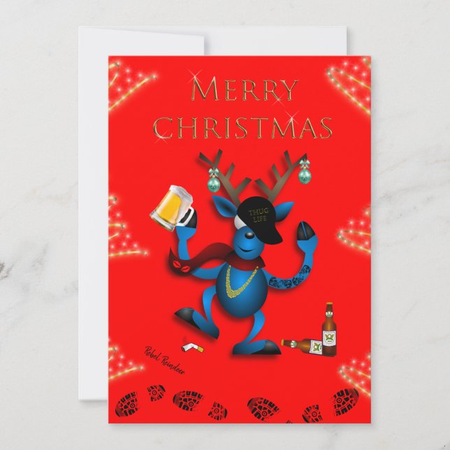 DE FESTIVIDADES REBEL REINDEER CHRISTMAS CARTÃO -JAILMATECARDS.CO. (Frente)