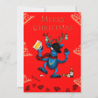 DE FESTIVIDADES REBEL REINDEER CHRISTMAS CARTÃO -JAILMATECARDS.CO.
