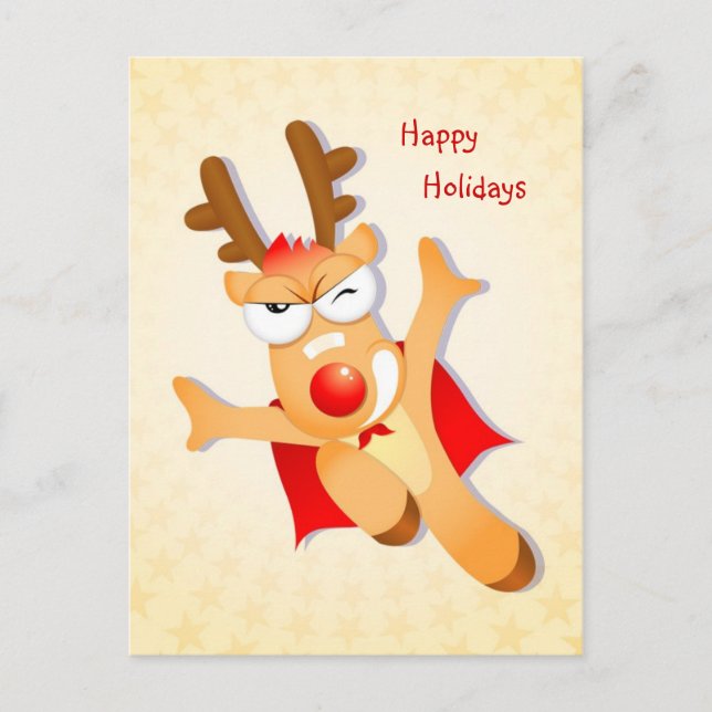 De Festividades Reindeer batman feliz Cartão postal (Frente)