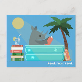 De Festividades Rinoceronte Leitor no Cartão Postal da Piscina