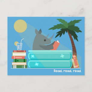 De Festividades Rinoceronte Leitor no Cartão Postal da Piscina