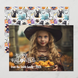 De Festividades Saudações do Feliz Halloween Cartão com fotos Seas