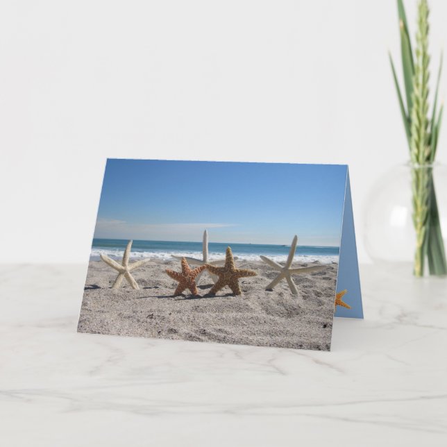 De Festividades Starfish Na Praia - Cartão Dobrado (Frente)