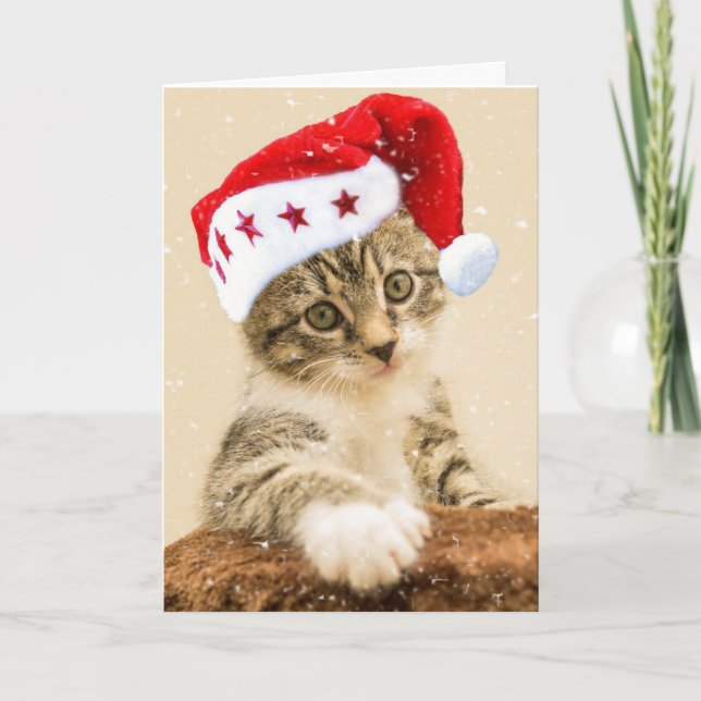 DE FESTIVIDADES TABBY CAT KITTEN MEOWNATMAS CARTÃO (Frente)