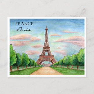 De Festividades Torre Eiffel da França | Cartão Postal Aquarela