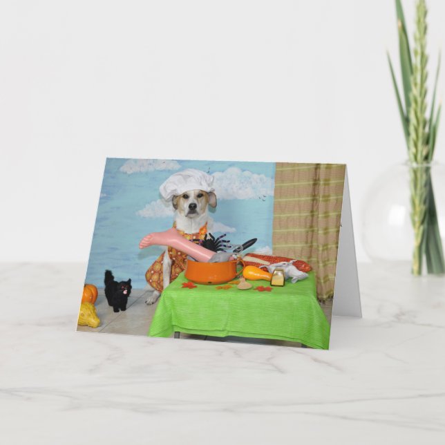 De Festividades Um cartão /Thanksgiving? foto cómico do cão (Frente)