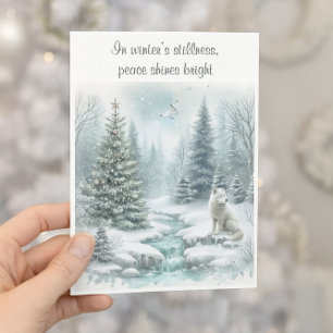 De Festividades Um Raposo Branco em Paz na Terra no Natal Cartão d
